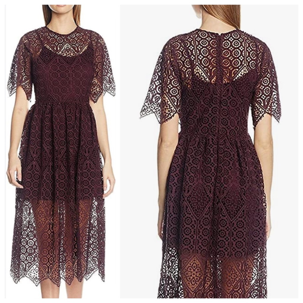 Sister Jane Ex Lover Lace Midi Dress in Purple